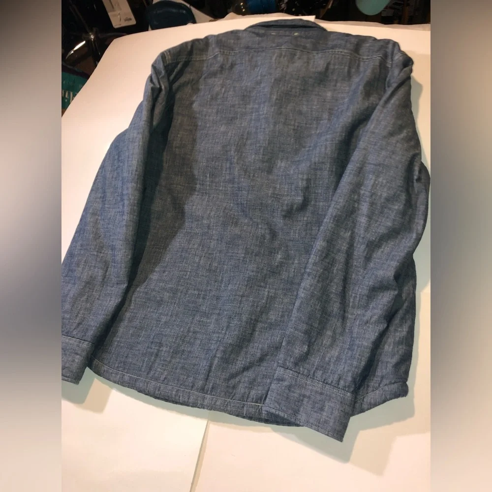 J.Crew Sherpa-lined Blue Chambray Work Shirt: Excellent Condition; Mens Size XL